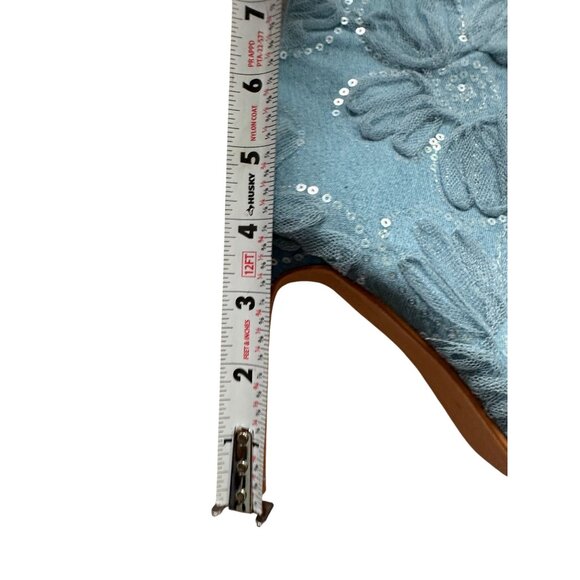 FASHION NOVA Blue Floral Embellished Over The Knee Boots Size 10 NEW NWOT - Picture 7 of 10